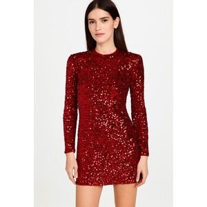 Rachel‎ Parcell Red Sequin Ruched Mini Dress Sparkly Party Cocktail XL